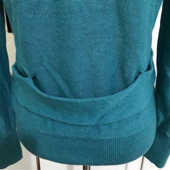 Cabi Tearoom 5 Button Cardigan In Teal Removable Faux Fur Collar #3018 Medium - Picture 7 of 10